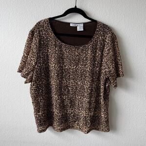 Brown lace leopard print top